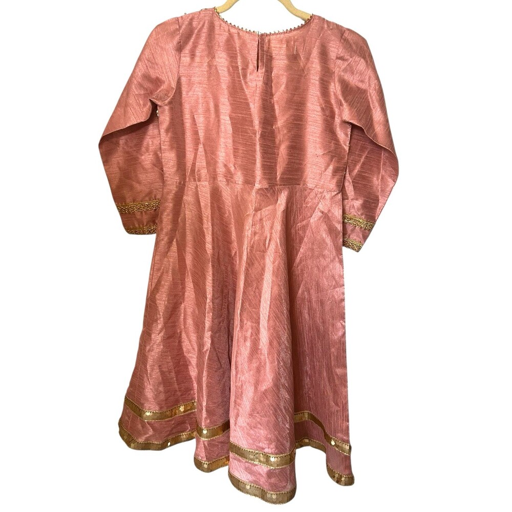 Riyaz Sahaab Pakistan India Gold Beaded Sequins  Mauve Junior Dress Size 10-12 - Picture 5 of 8